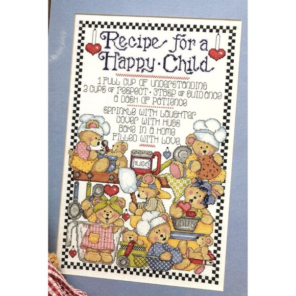 Leisure Arts Recipe For A Happy Child Vintage 1996 Cross Stitch Pattern Leaflet - Picture 2 of 3